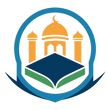 Logo with a blue circle, a blue book, orange domes, and two orange minarets on a white background.