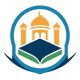 Logo with a blue circle, a blue book, orange domes, and two orange minarets on a white background.
